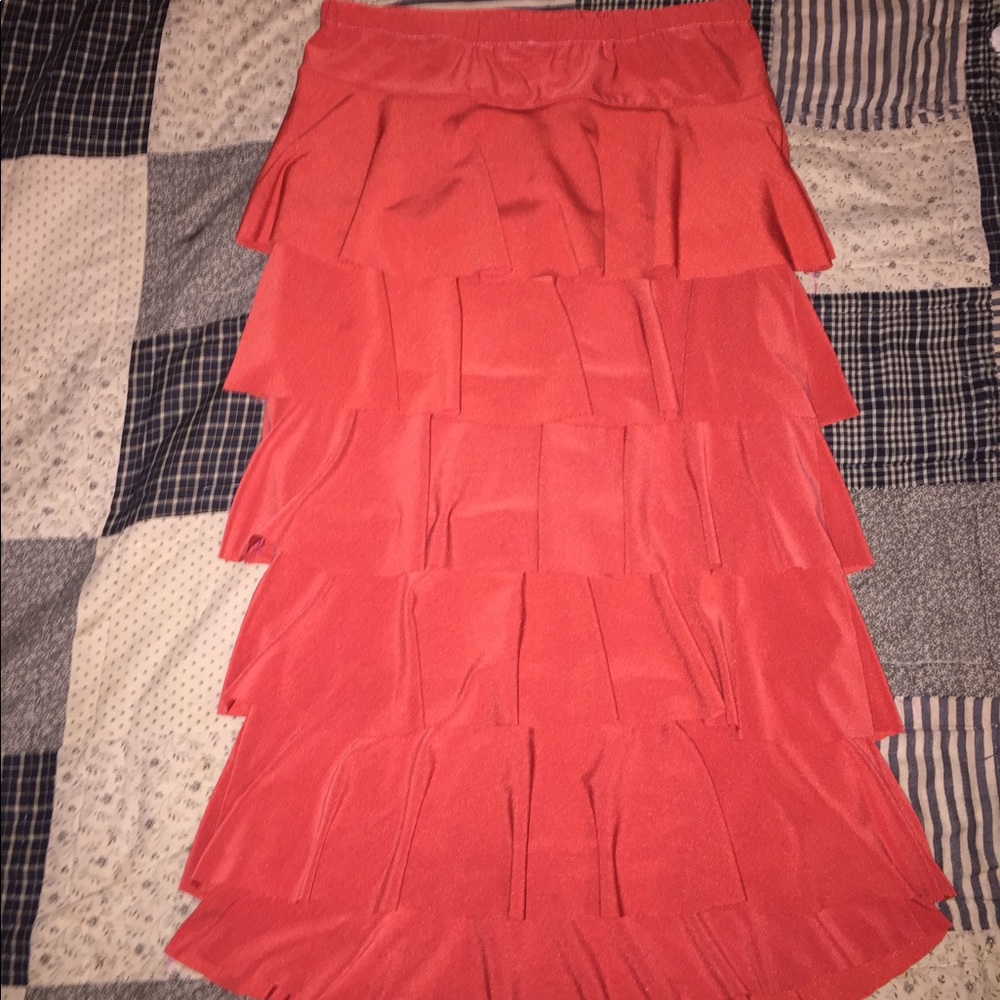 Girls Size 6 rust orange ruffle skirt